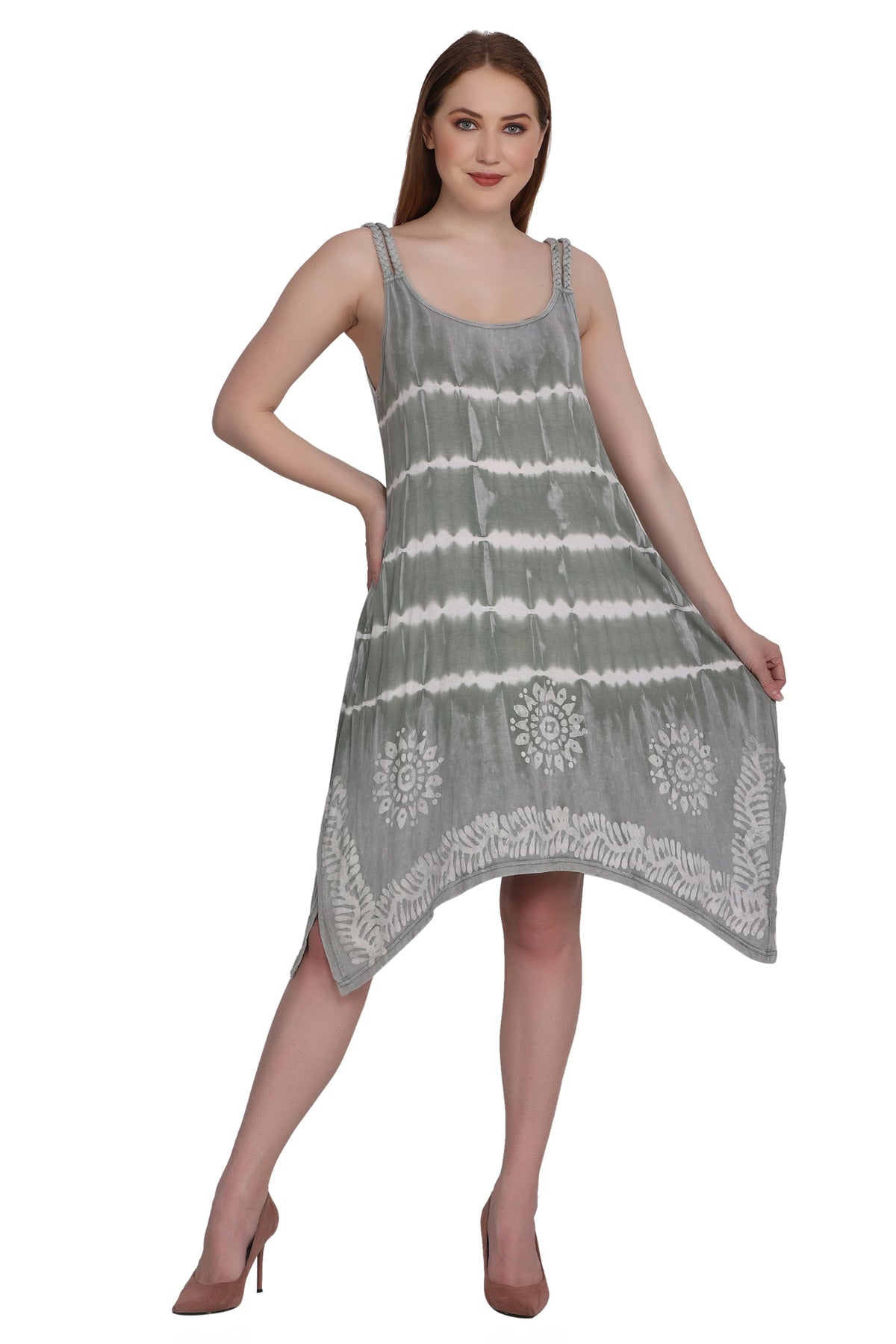 Mid Length Tie Dye Spaghetti Strap Dress SPD75