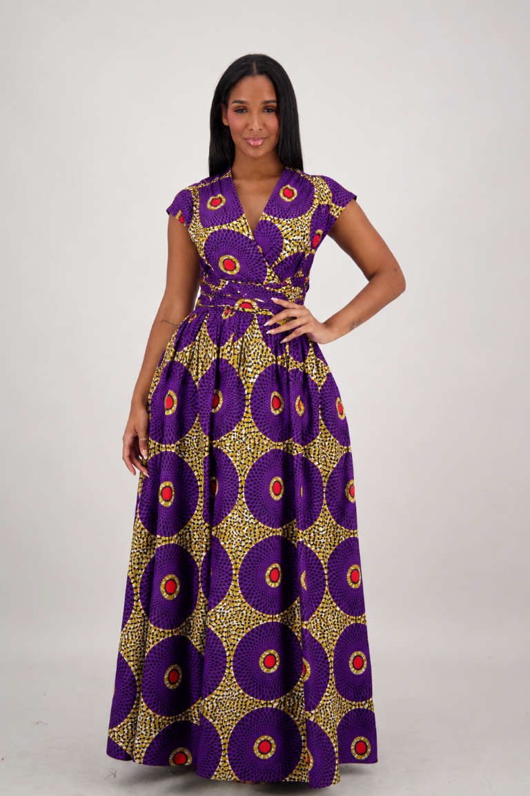 16117-295 Women's 100% Cotton African Wax Print Infinity Maxi Skirt – Multi-Way Convertible Style