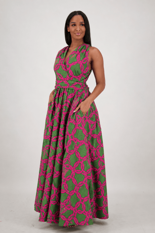 16117-299 Women's 100% Cotton African Wax Print Infinity Maxi Skirt – Multi-Way Convertible Style - Advance Apparels Inc