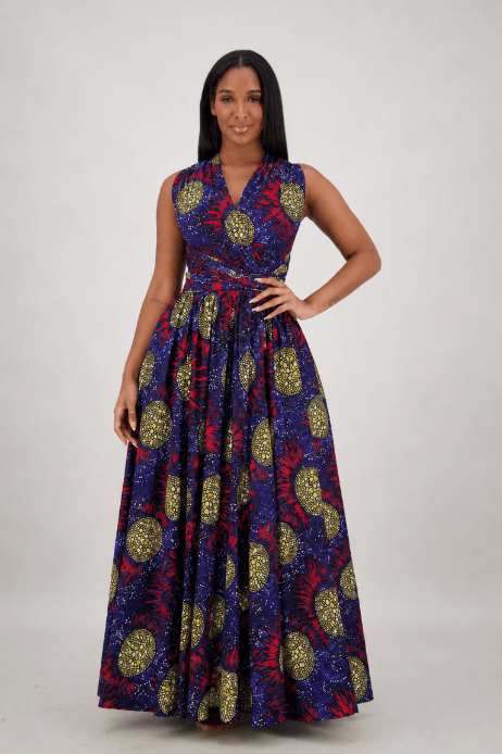 16117-300 Women's 100% Cotton African Wax Print Infinity Maxi Skirt – Multi-Way Convertible Style - Advance Apparels Inc