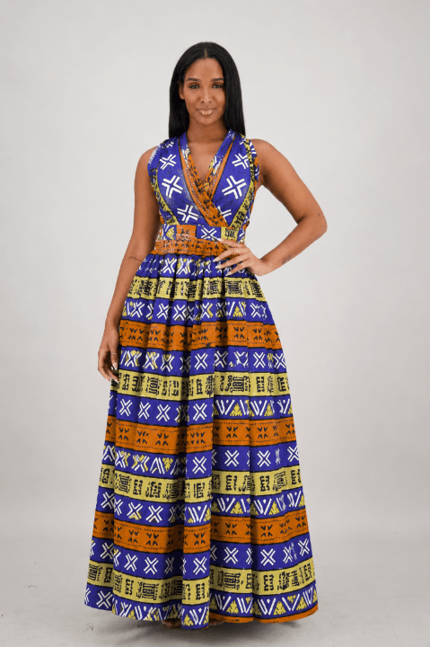 16117-302 Women's 100% Cotton African Wax Print Infinity Maxi Skirt – Multi-Way Convertible Style - Advance Apparels Inc