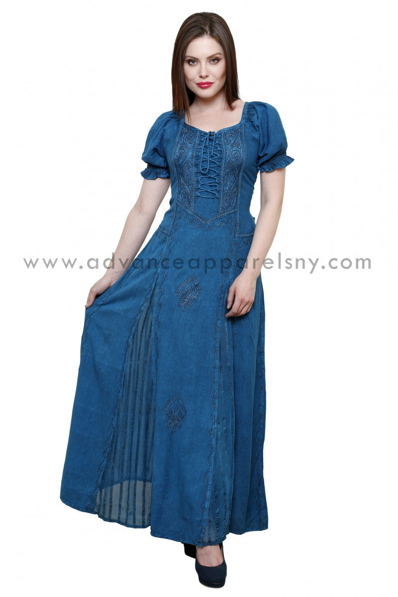 Celtic Inspired Cap Sleeve Acid Wash Dress 2100