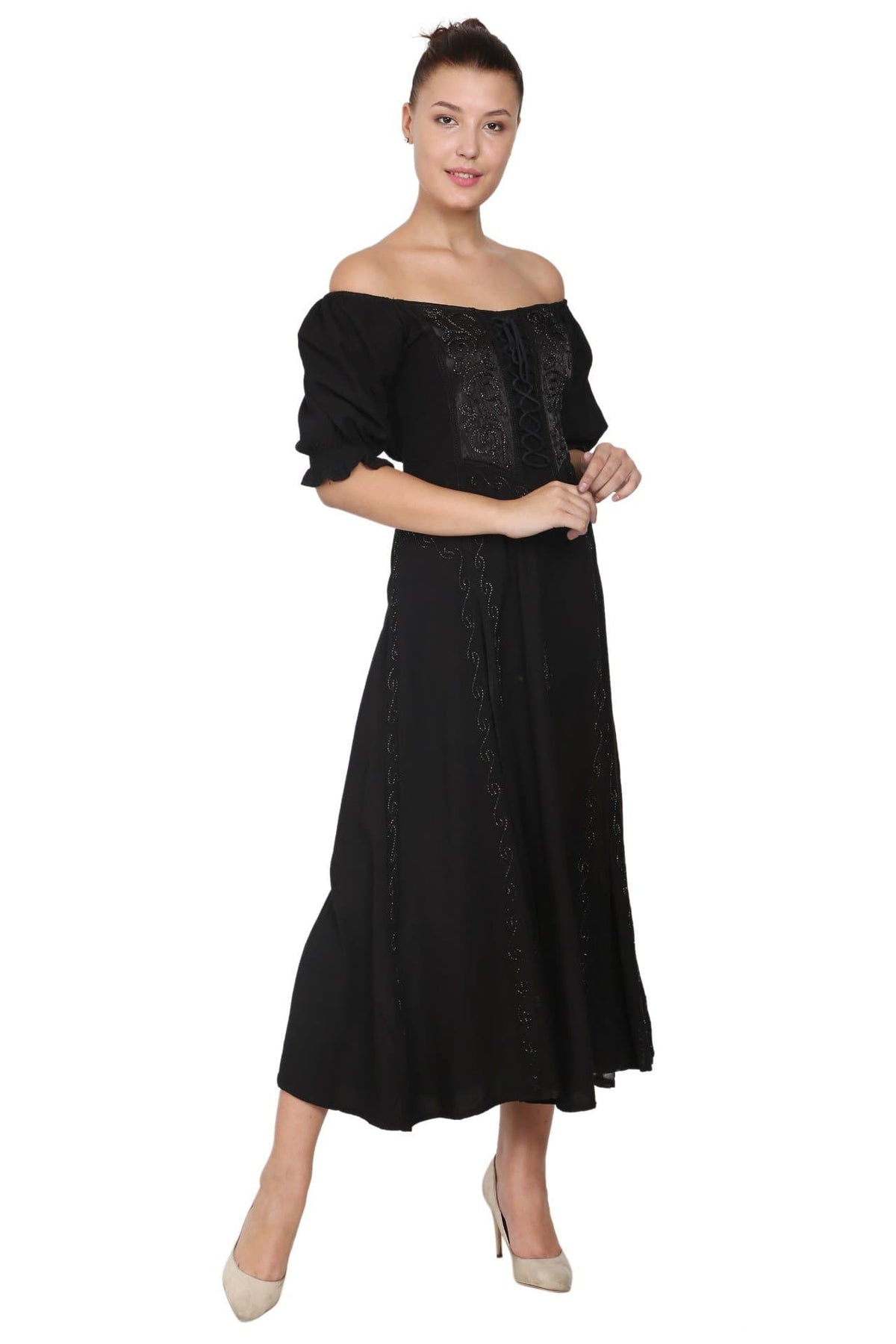 Celtic Inspired Cap Sleeve Acid Wash Dress 2100