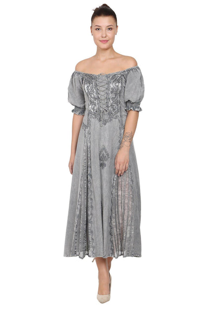 Celtic Inspired Cap Sleeve Acid Wash Dress 2100