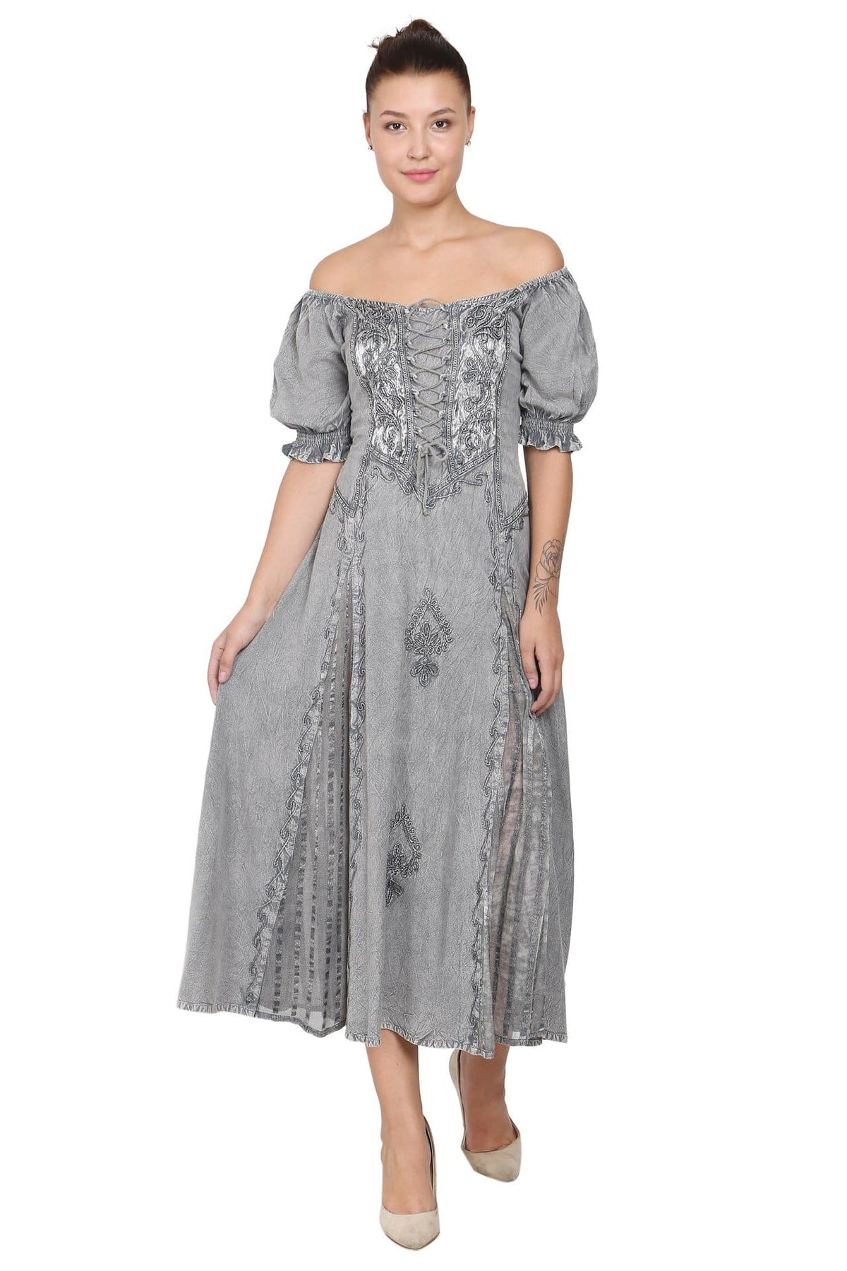 Celtic Inspired Cap Sleeve Acid Wash Dress 2100