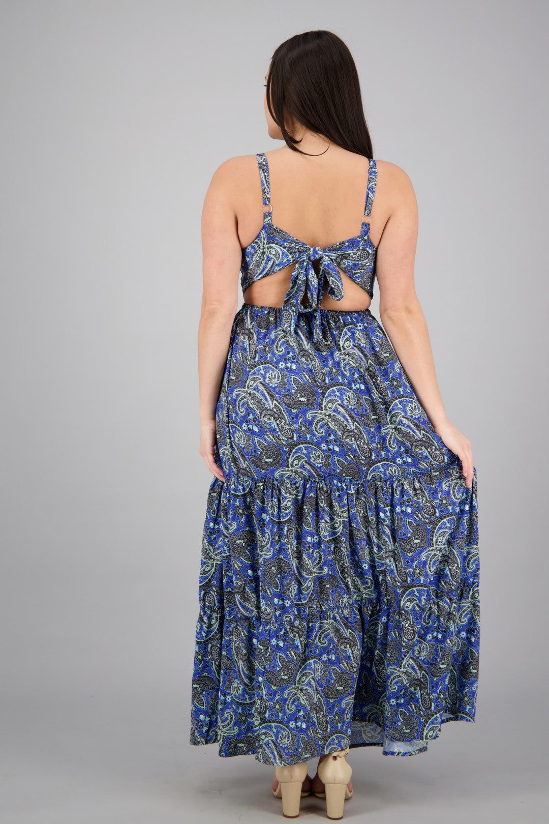 Hollowed SIlk Maxi Dress AB29017