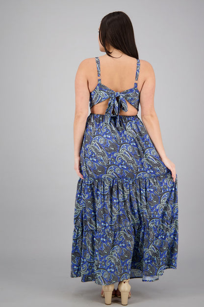 Hollowed SIlk Maxi Dress AB29017