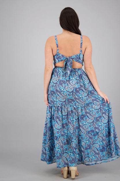 Hollowed SIlk Maxi Dress AB29017