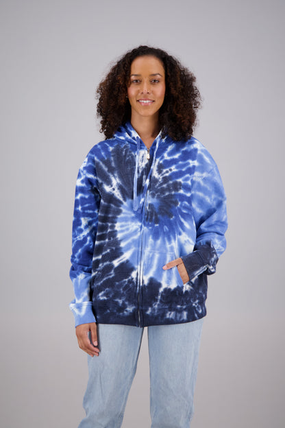 Adult's Tie-Dye Zip-Up Hoodie (2-XL) Cotton/Polyester Blend 9652