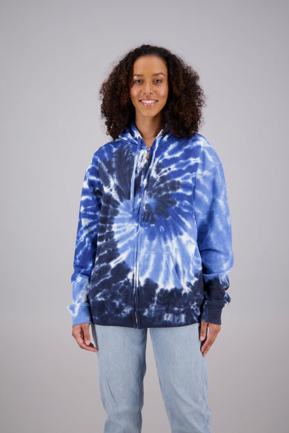 Adult's Tie-Dye Zip-Up Hoodie (2-XL) Cotton/Polyester Blend 9652