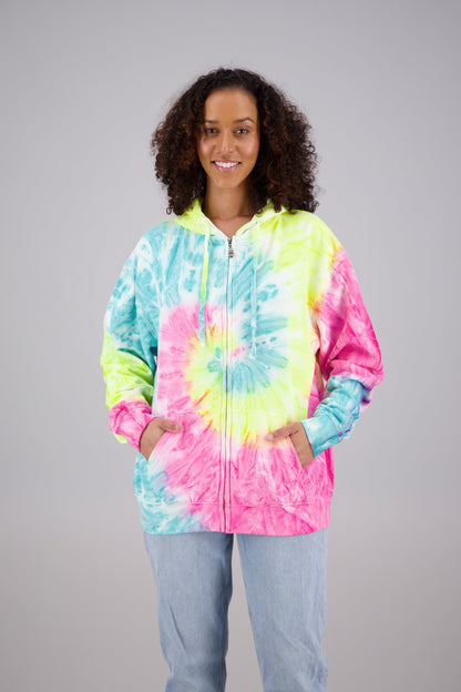 Adult's Tie-Dye Zip-Up Hoodie (2-XL) Cotton/Polyester Blend 9653