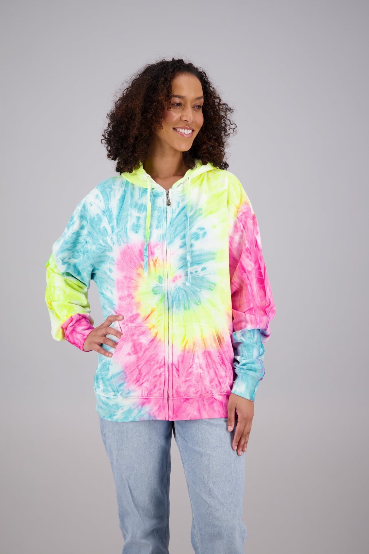 Adult's Tie-Dye Zip-Up Hoodie (2-XL) Cotton/Polyester Blend 9653
