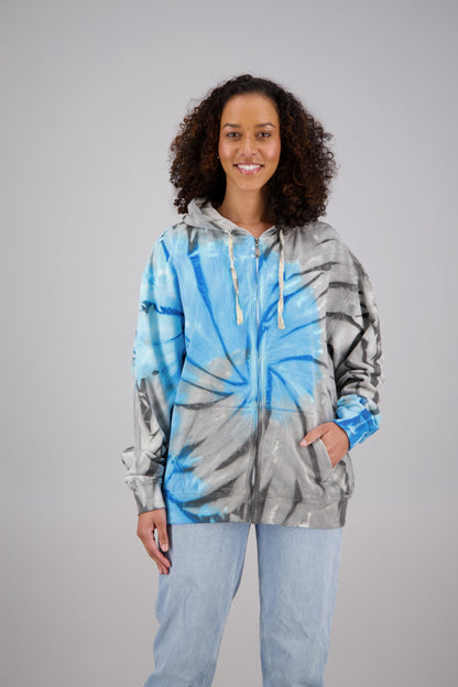 Adult's Tie-Dye Zip-Up Hoodie (2-XL) Cotton/Polyester Blend 9655