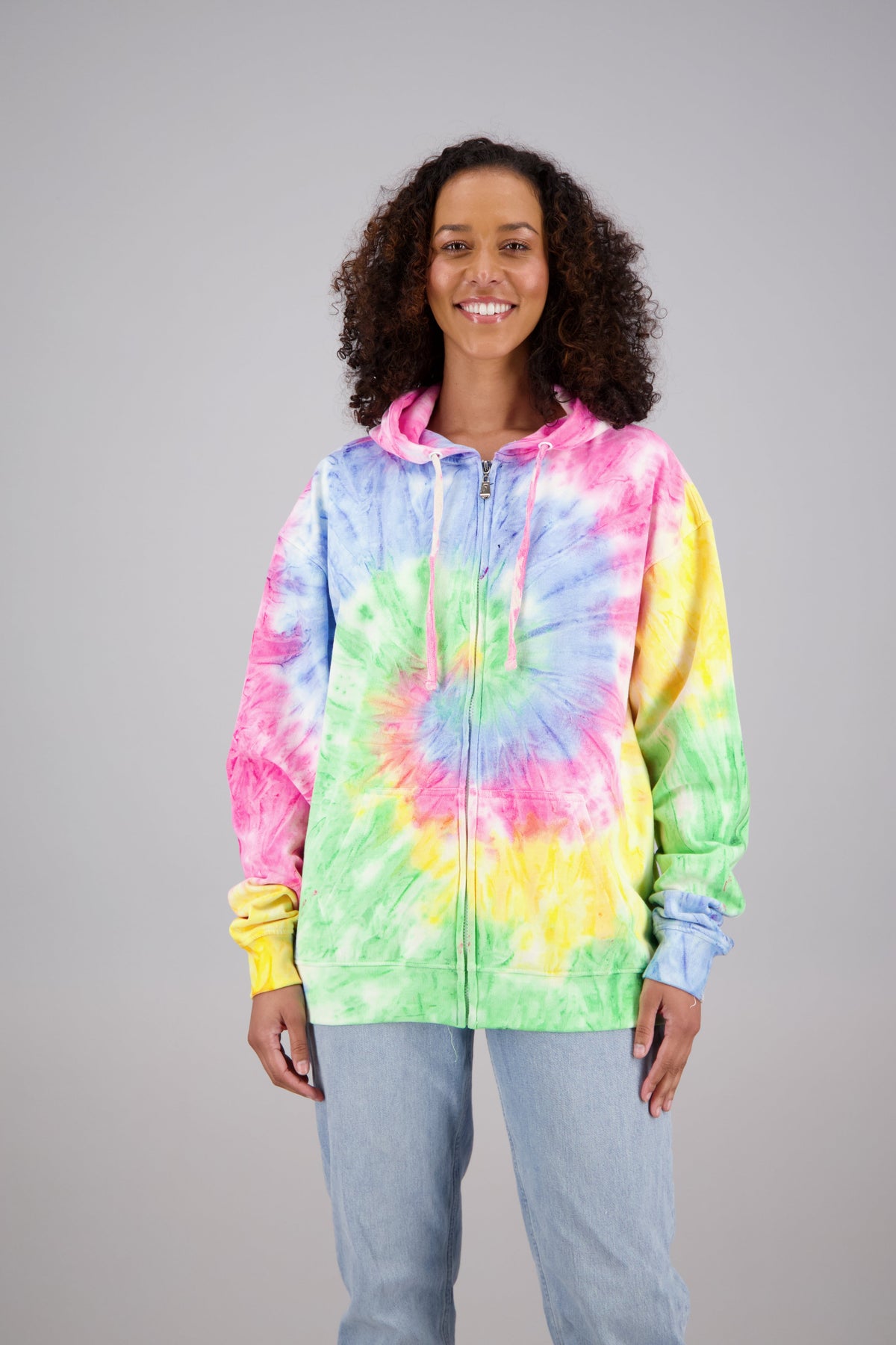 Adult's Tie-Dye Zip-Up Hoodie (2-XL) Cotton/Polyester Blend 9660