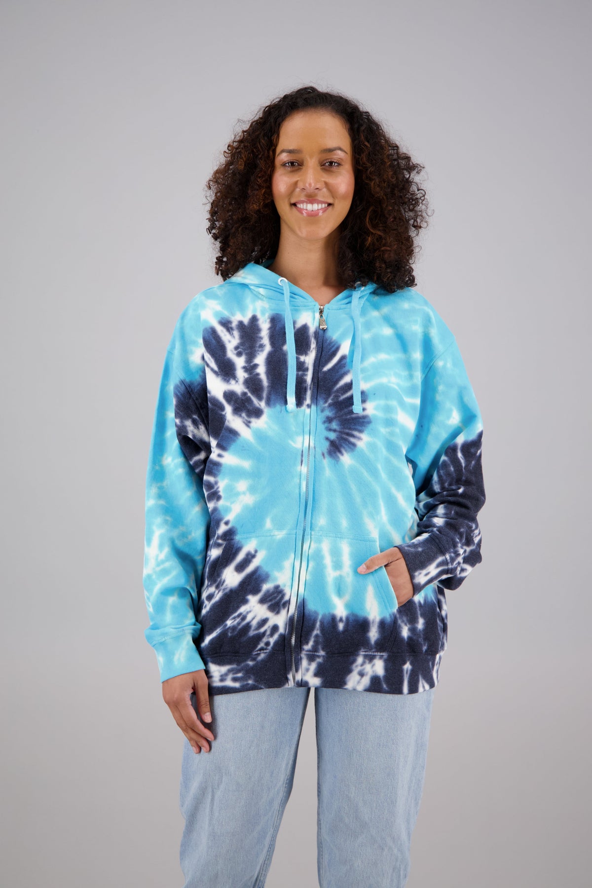 Adult's Tie-Dye Zip-Up Hoodie (2-XL) Cotton/Polyester Blend 9661