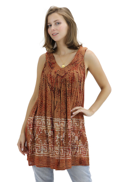 Batik Border Print V-Neck Tank Top 92