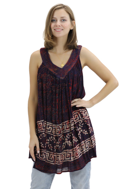 Batik Border Print V-Neck Tank Top 92