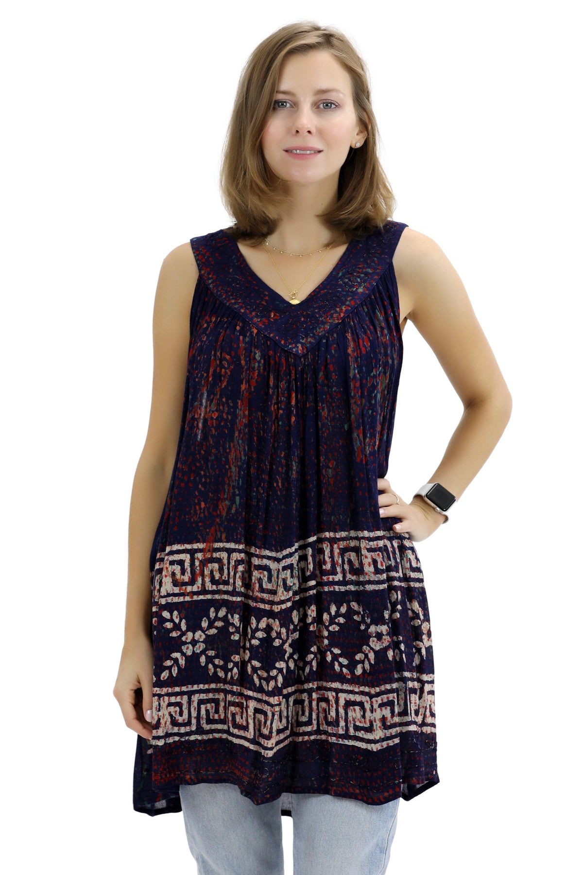 Batik Border Print V-Neck Tank Top 92