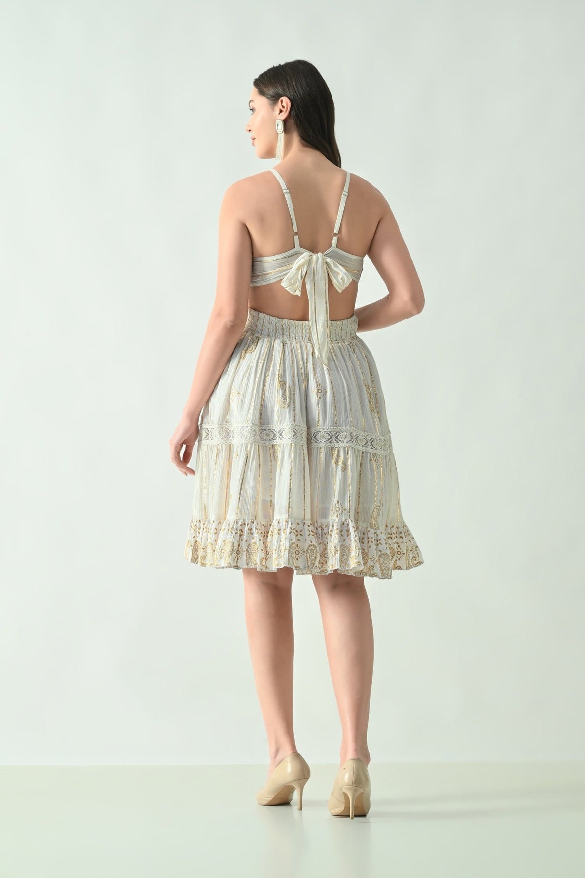 26462 Boho Embroidered Midi Dress with Spaghetti Straps – Rayon - Advance Apparels Inc