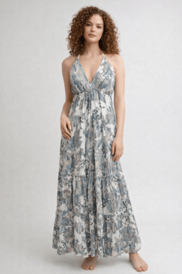 26481 Ethereal Bloom Halter Maxi Dress - Advance Apparels Inc
