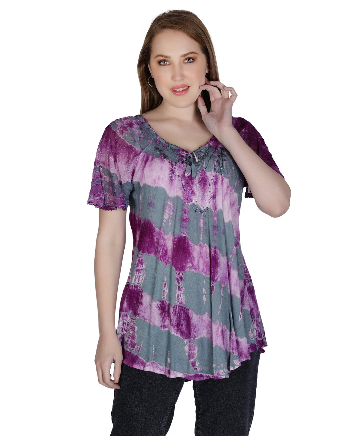 Double Washed Tie Dye Blouse 302136