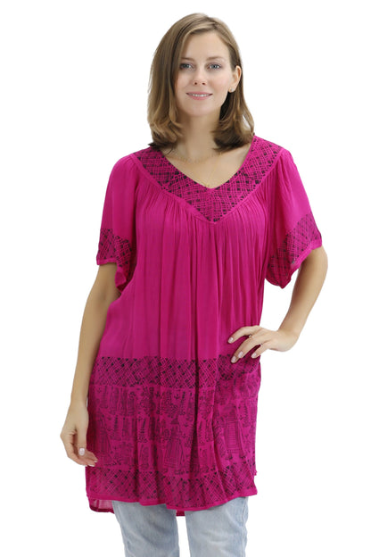 Geometric Border Print Blouse 94