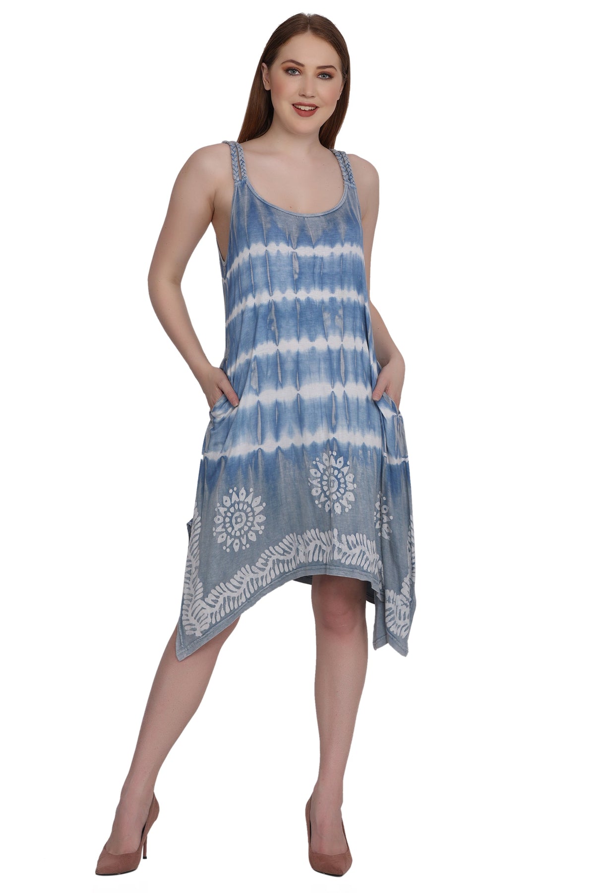 Mid Length Tie Dye Spaghetti Strap Dress SPD75