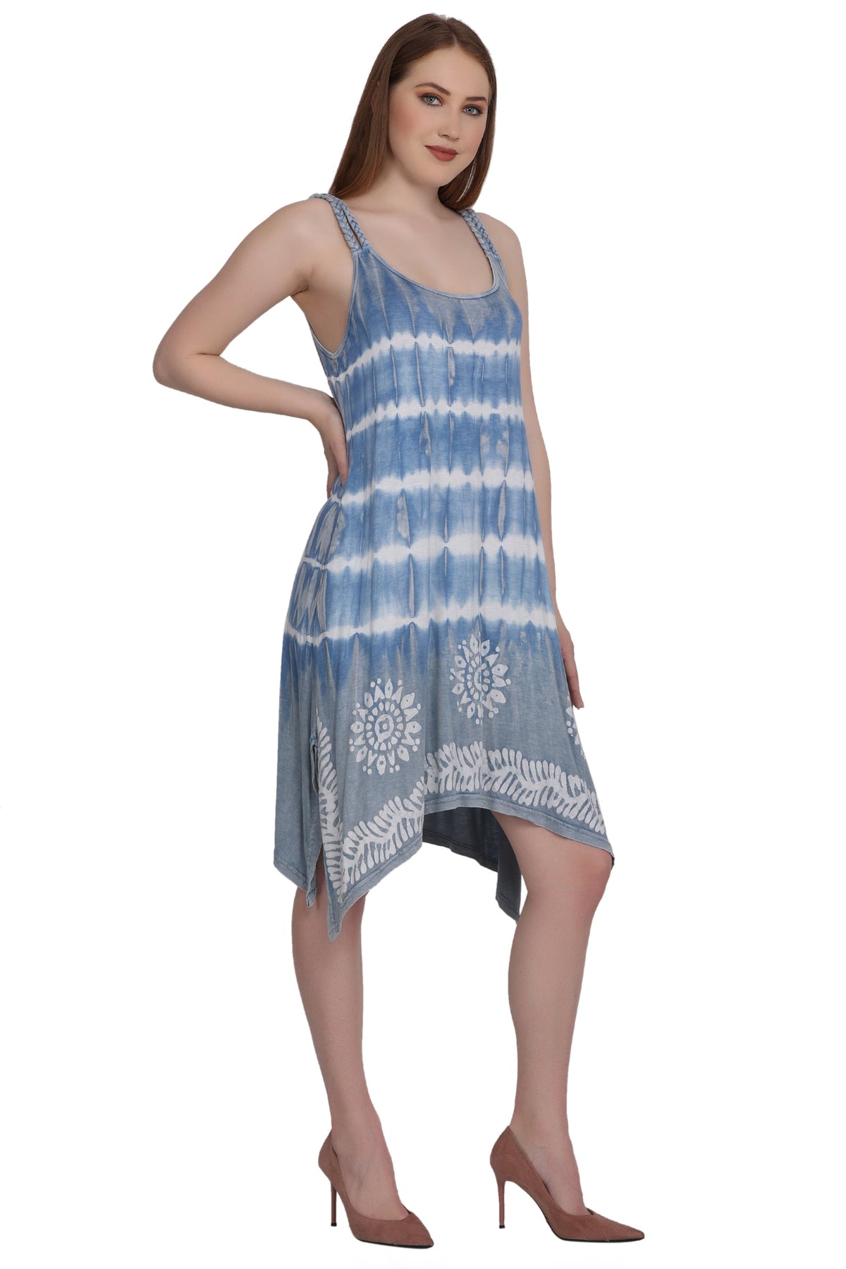 Mid Length Tie Dye Spaghetti Strap Dress SPD75