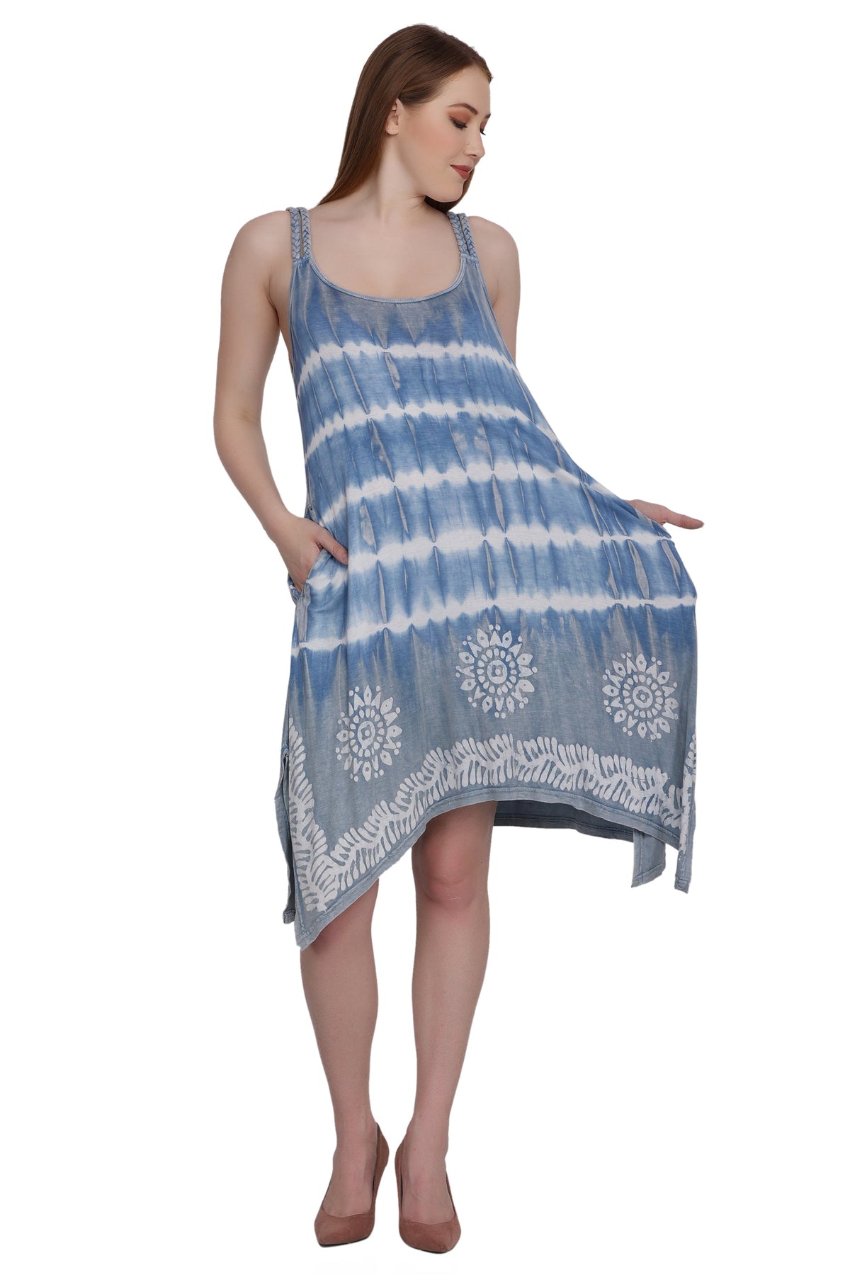 Mid Length Tie Dye Spaghetti Strap Dress SPD75