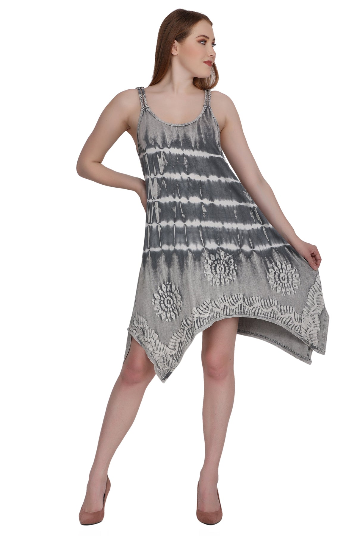 Mid Length Tie Dye Spaghetti Strap Dress SPD75