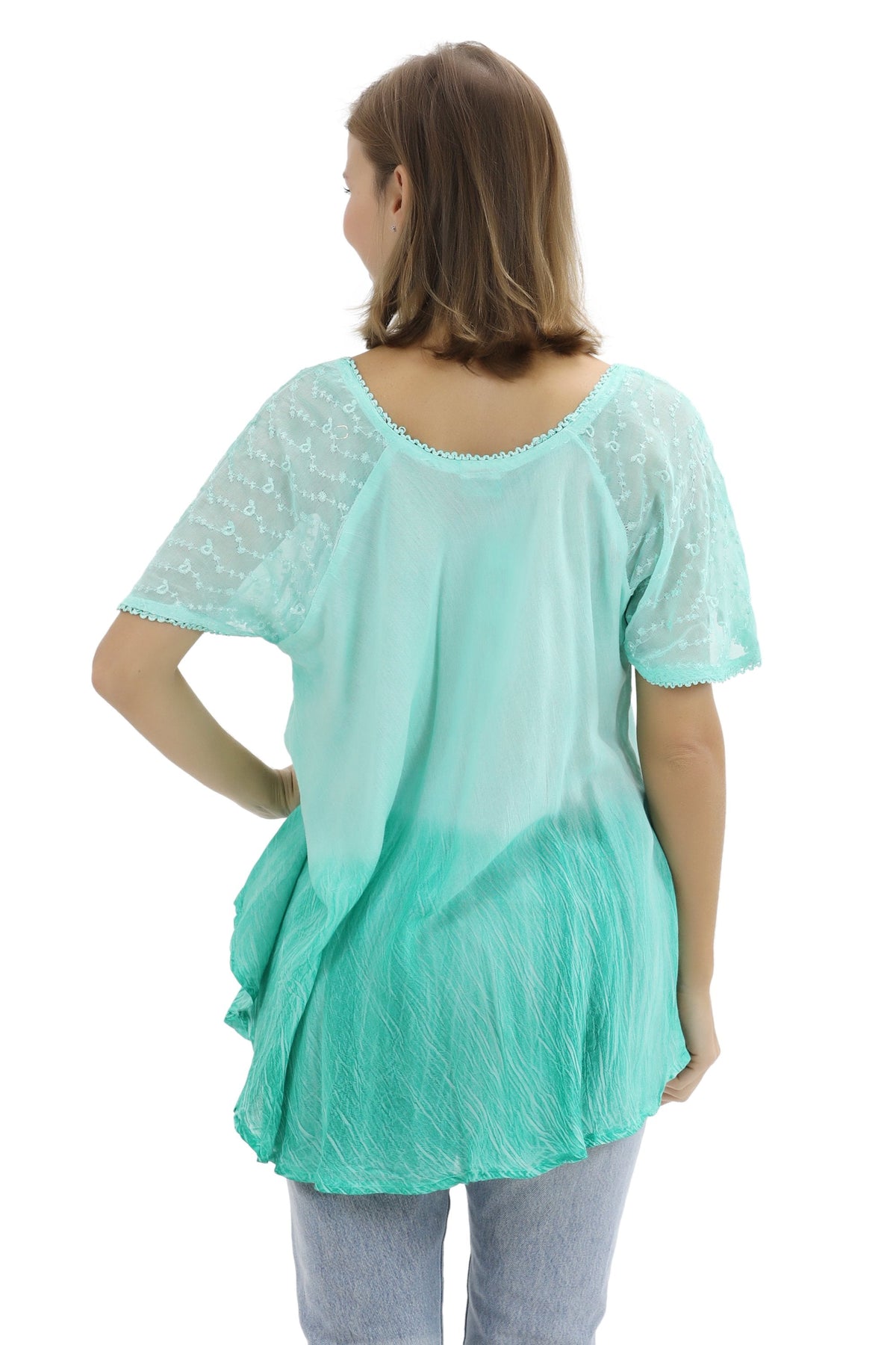 Ombre Tie Dye Cap Sleeve Blouse 11784