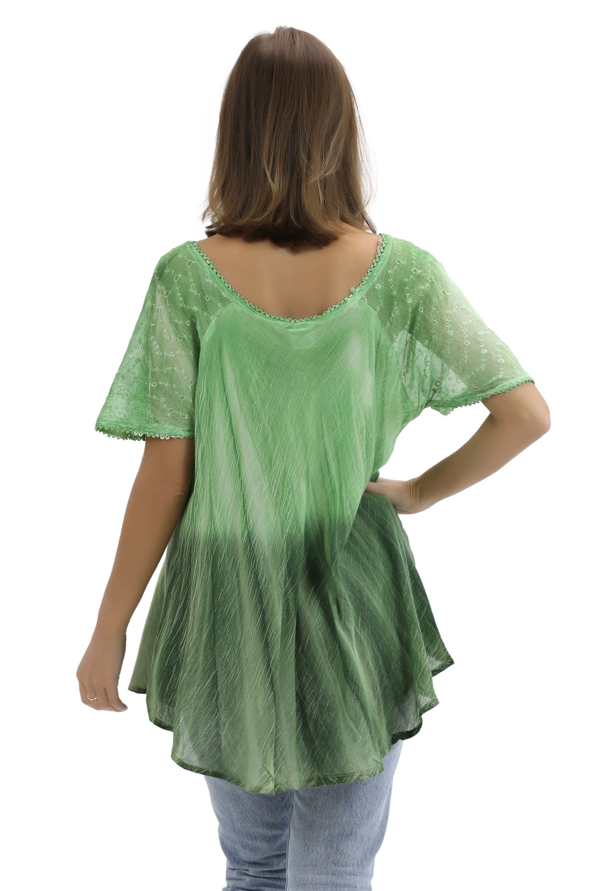 Ombre Tie Dye Cap Sleeve Blouse 11784