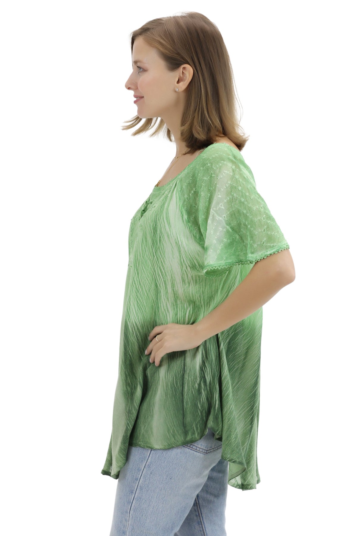 Ombre Tie Dye Cap Sleeve Blouse 11784