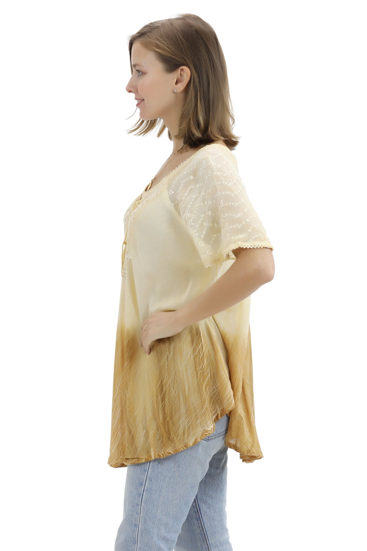 Ombre Tie Dye Cap Sleeve Blouse 11784