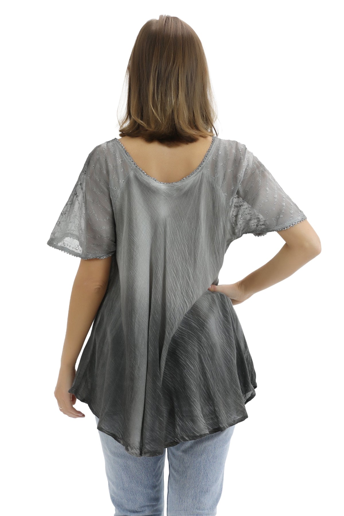Ombre Tie Dye Cap Sleeve Blouse 11784