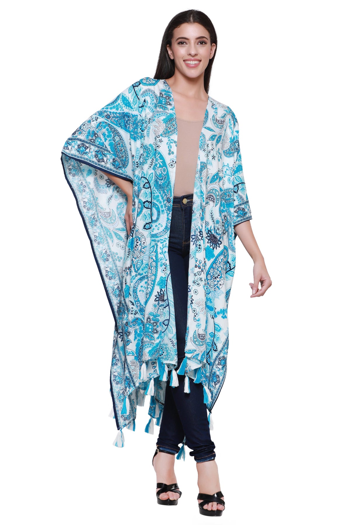 Paisley Print Beach Cover Up Kimono 22032