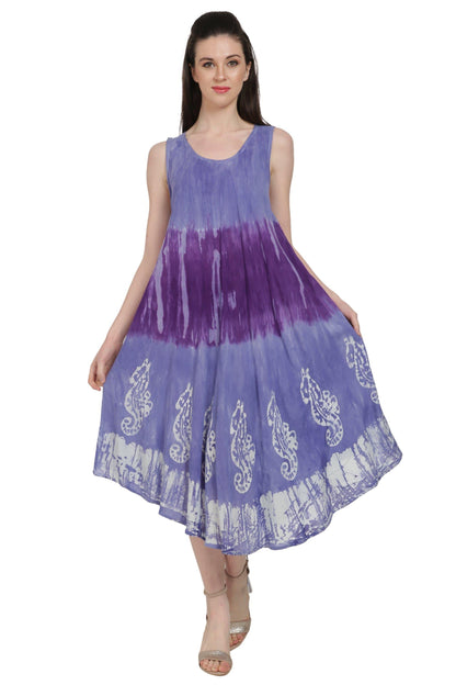 Seahorse Block Print Tie Dye Beach Dress UD52-2322