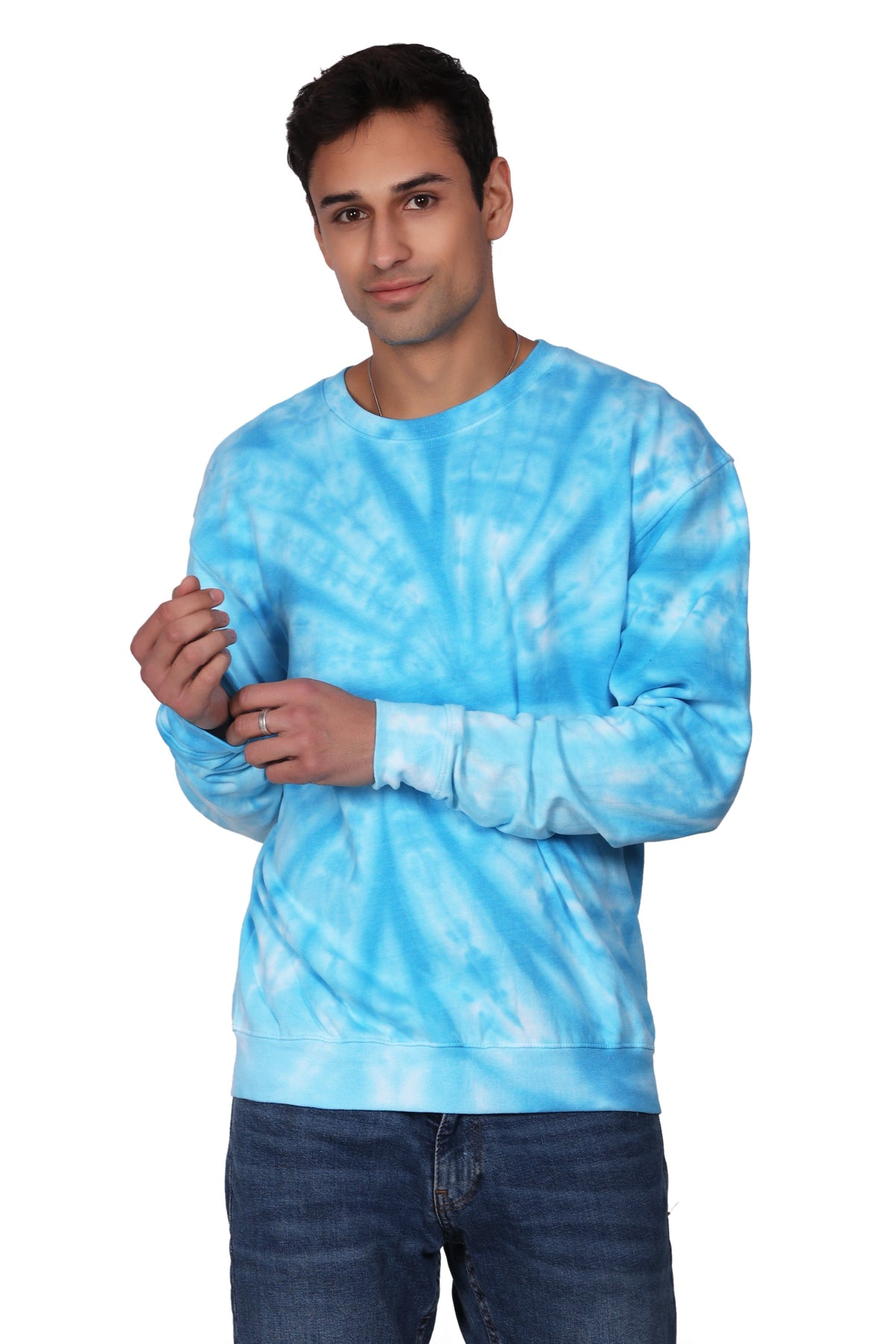 Unisex Tie Dye Crewneck Cotton Blend Comfortable Activewear 8605