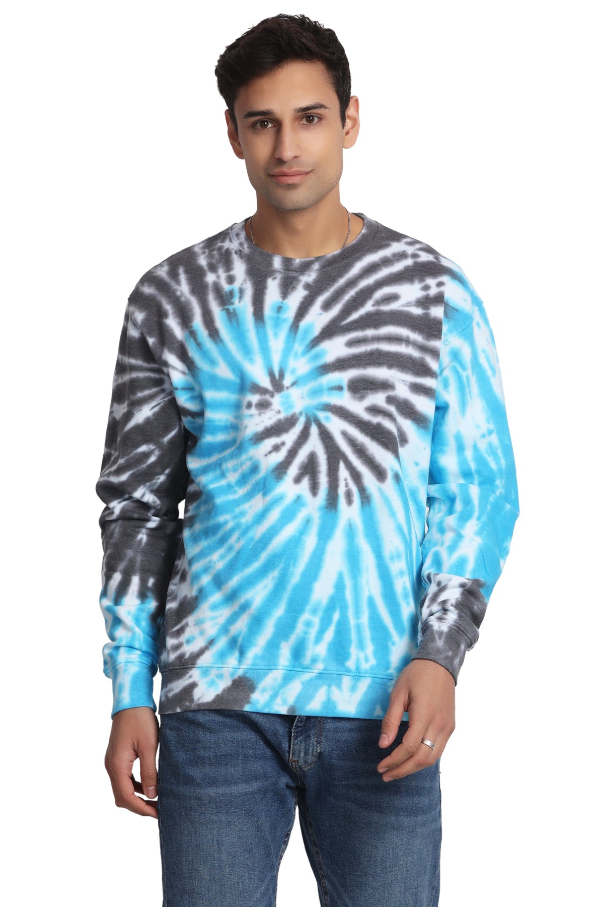 Unisex Tie Dye Crewneck Cotton Blend Comfortable Activewear 8606