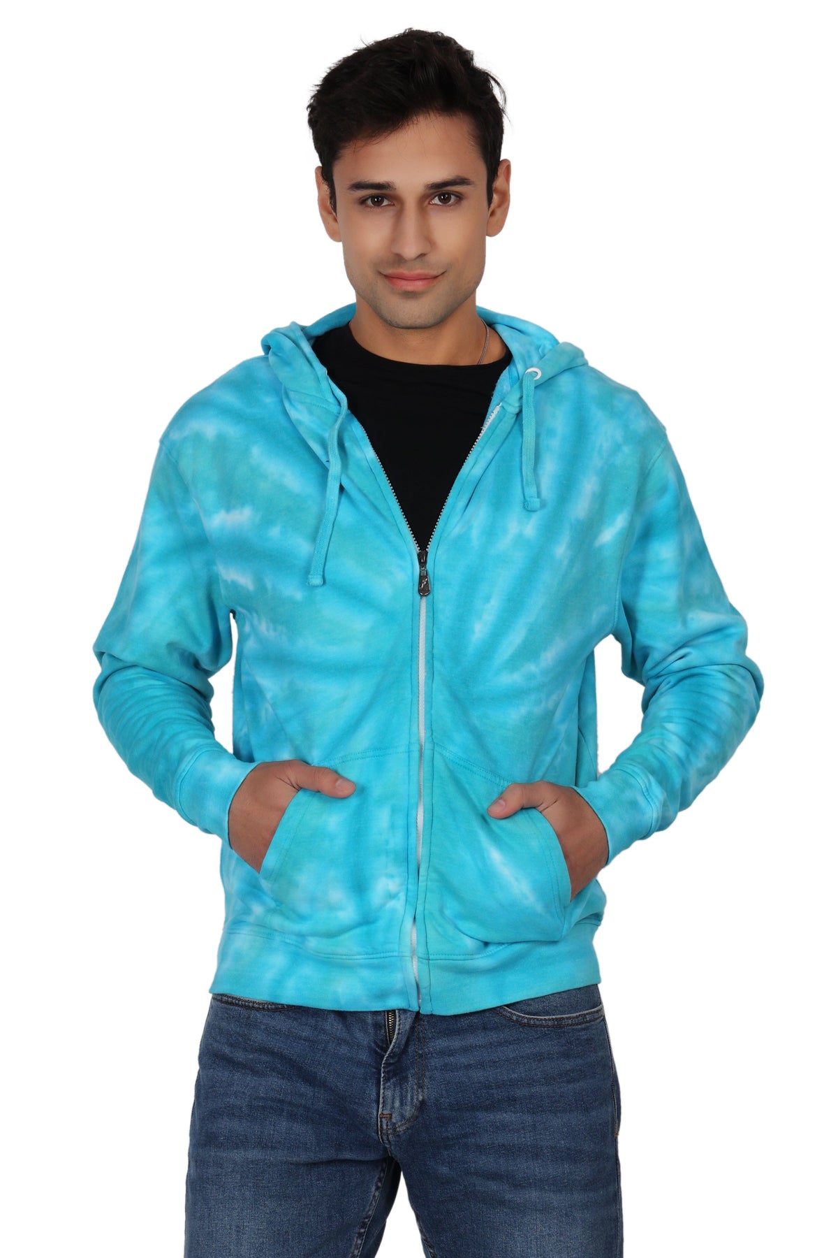 Unisex Zip Up Tie Dye Hoodie Comfortable Activewear 9605