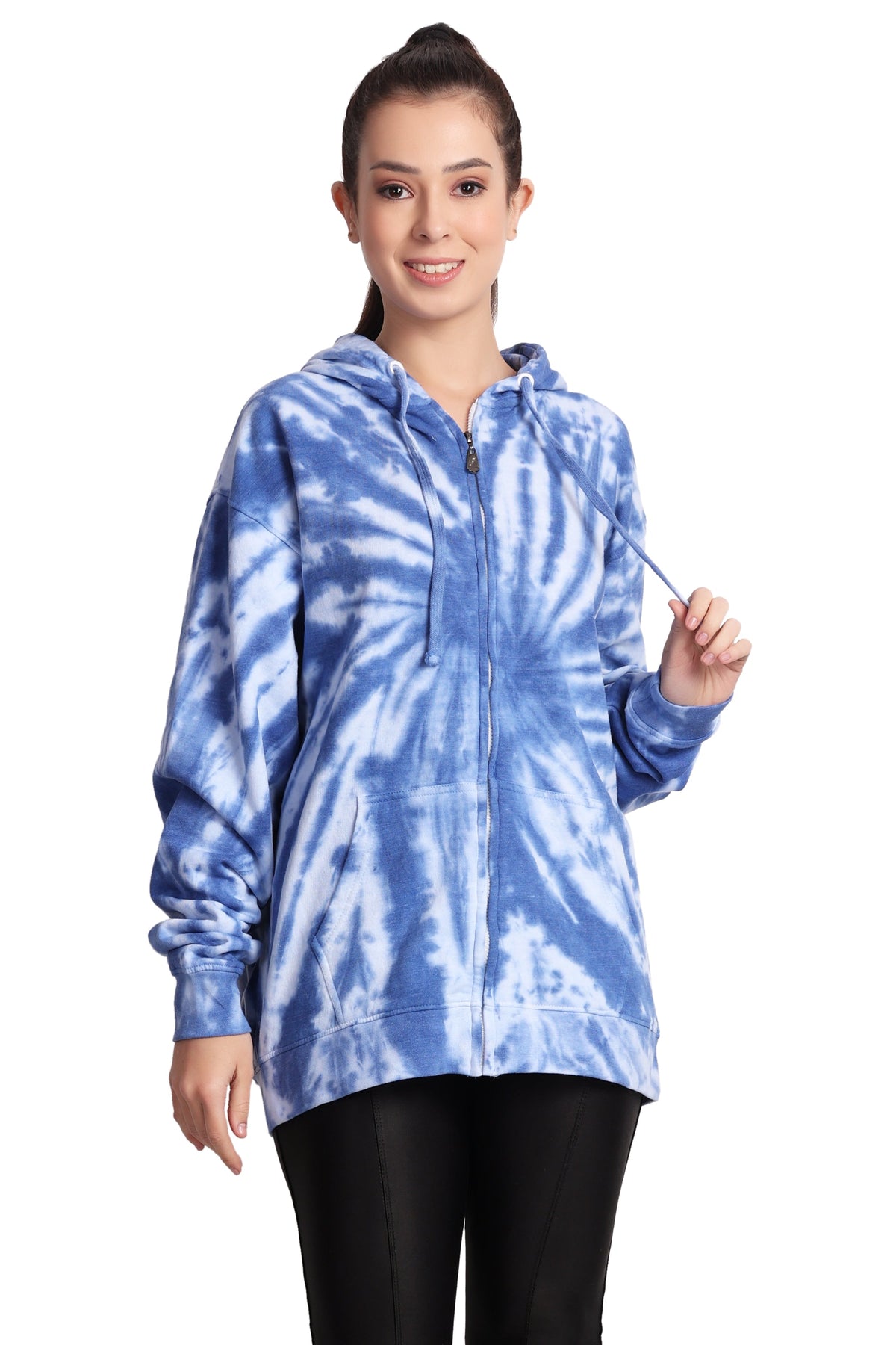 Unisex Zip Up Tie Dye Hoodie Comfortable Activewear 9605