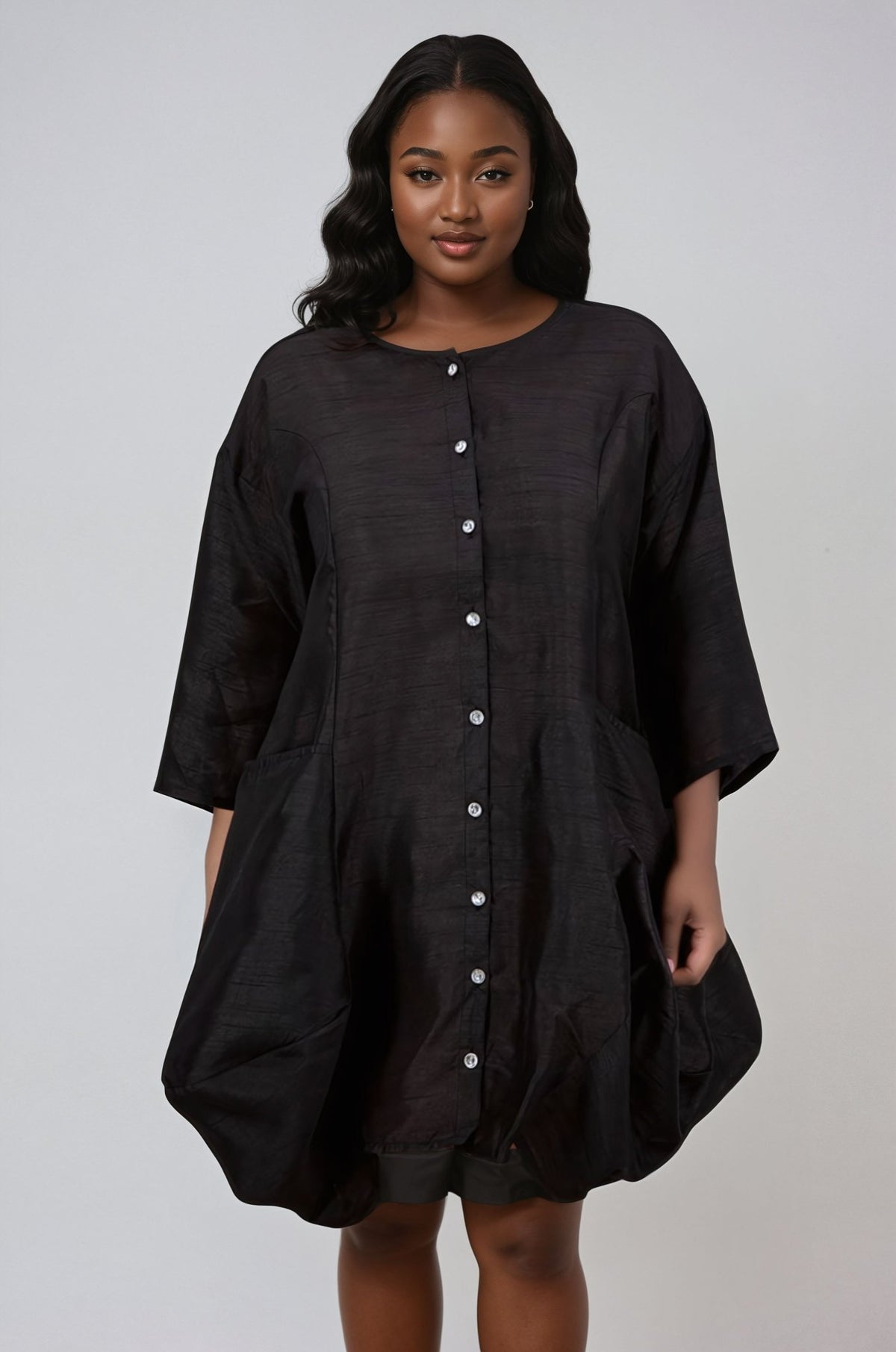 3/4 Sleeve Button Dress AD25014 - Advance Apparels Inc