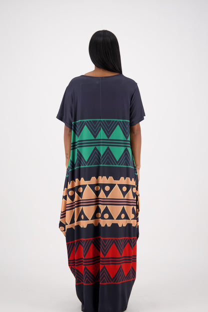 Black/Red/Green Tribal Print Kaftan CH8864