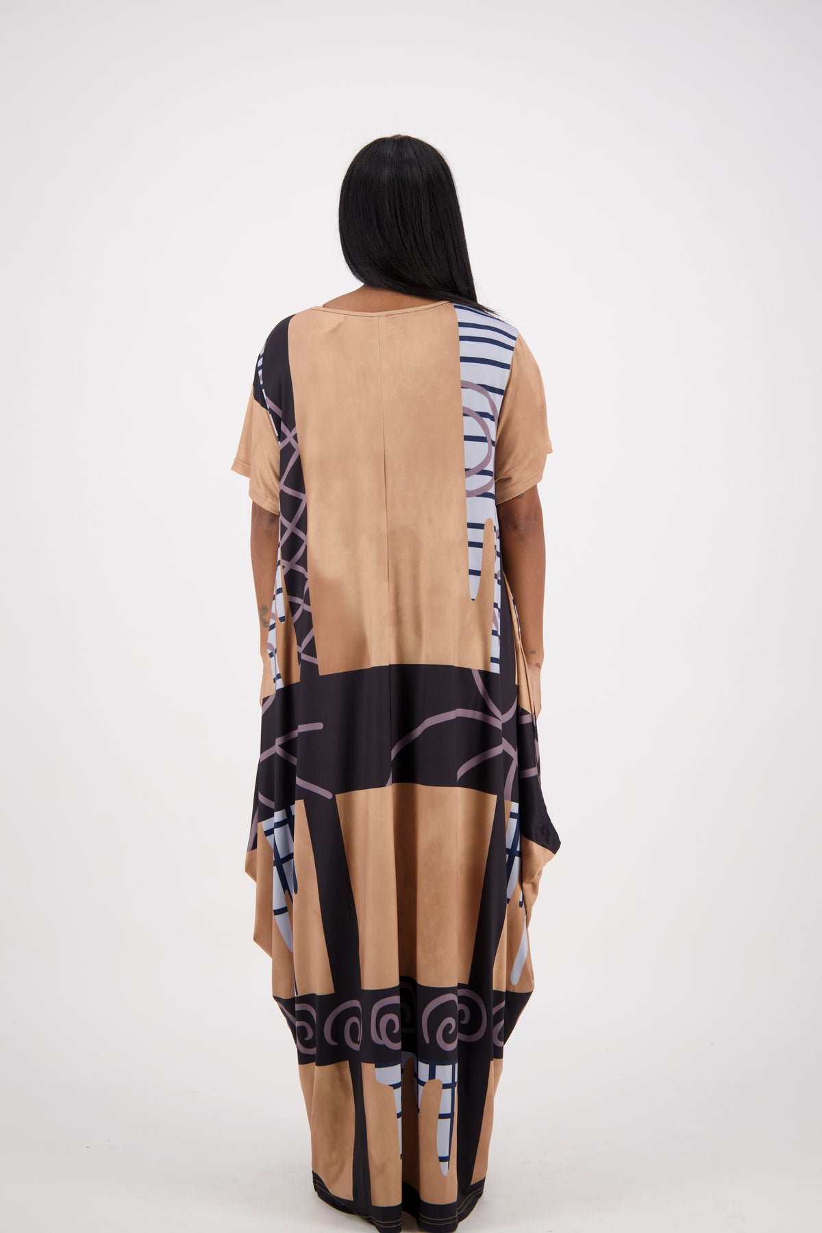 Neutral Brown Print Kaftan CH8863