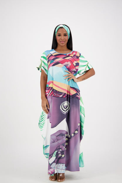 Water Color Print Kaftan CH8854
