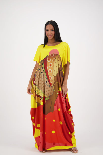 Red/Yellow Tribal Kaftan CH8852