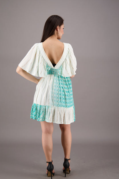 Pastel Flutter Sleeve Middy Dress 24929