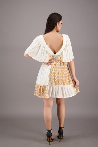 Pastel Flutter Sleeve Middy Dress 24929