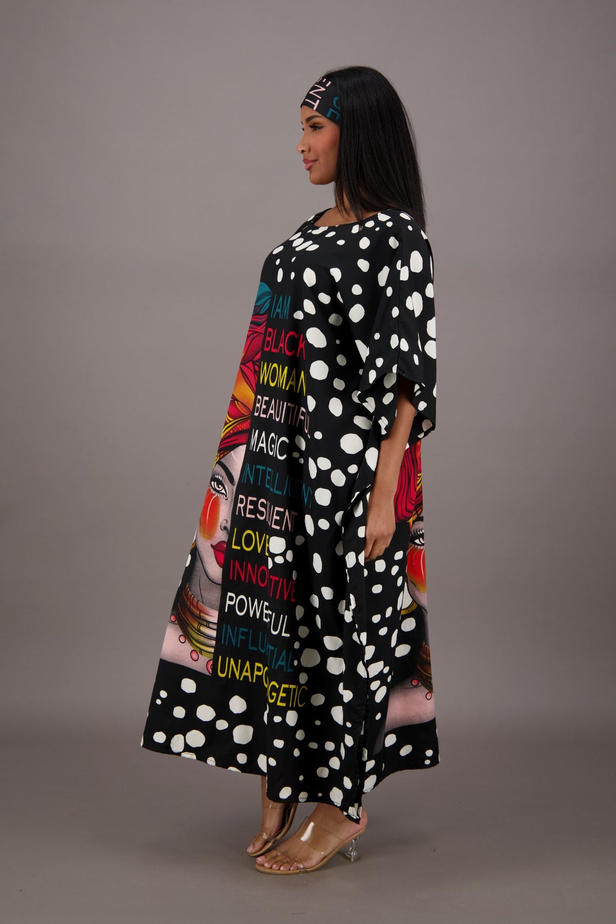 Polka Dot Empowerment Print Kaftan KAF-42204