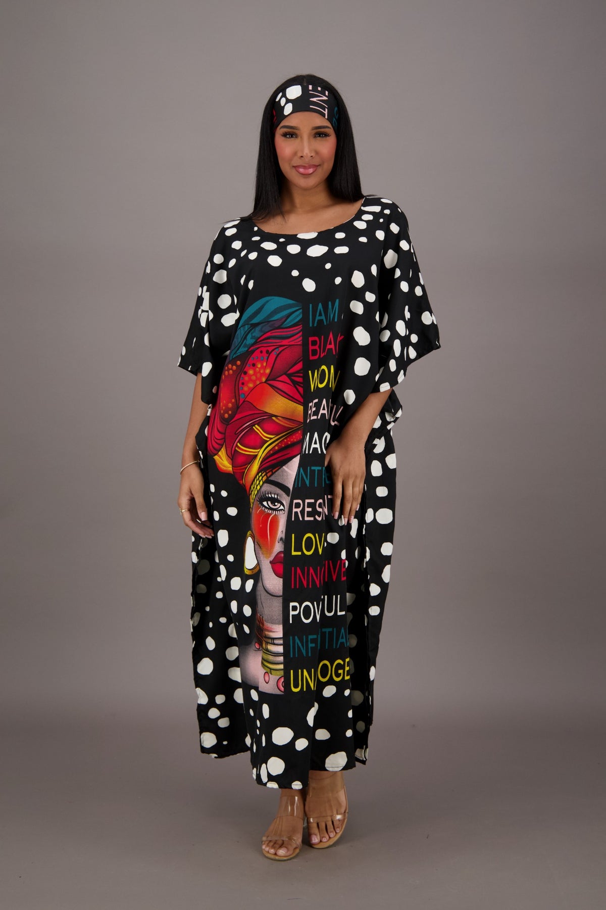 Polka Dot Empowerment Print Kaftan KAF-42204